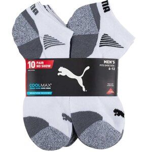 Puma Men's No Show Socks - 10 Pairs - Socks size 10-13 (fits shoe size 6-12.5)